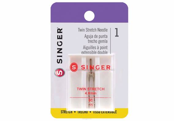 4mm Twin Stretch Needles, Size 80/11 D24092 SINGER Accessories