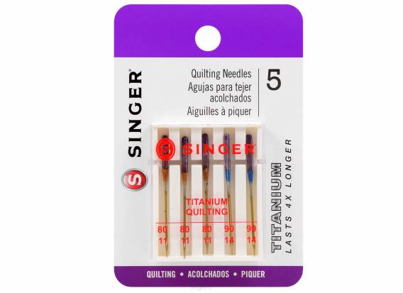 Titanium Quilting Needles, Sizes 80/11 & 90/14 D240114 SINGER Accessories