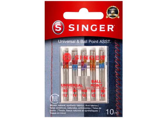 Universal & Ball Point Needles Assorted Sizes D240116 SINGER Accessories